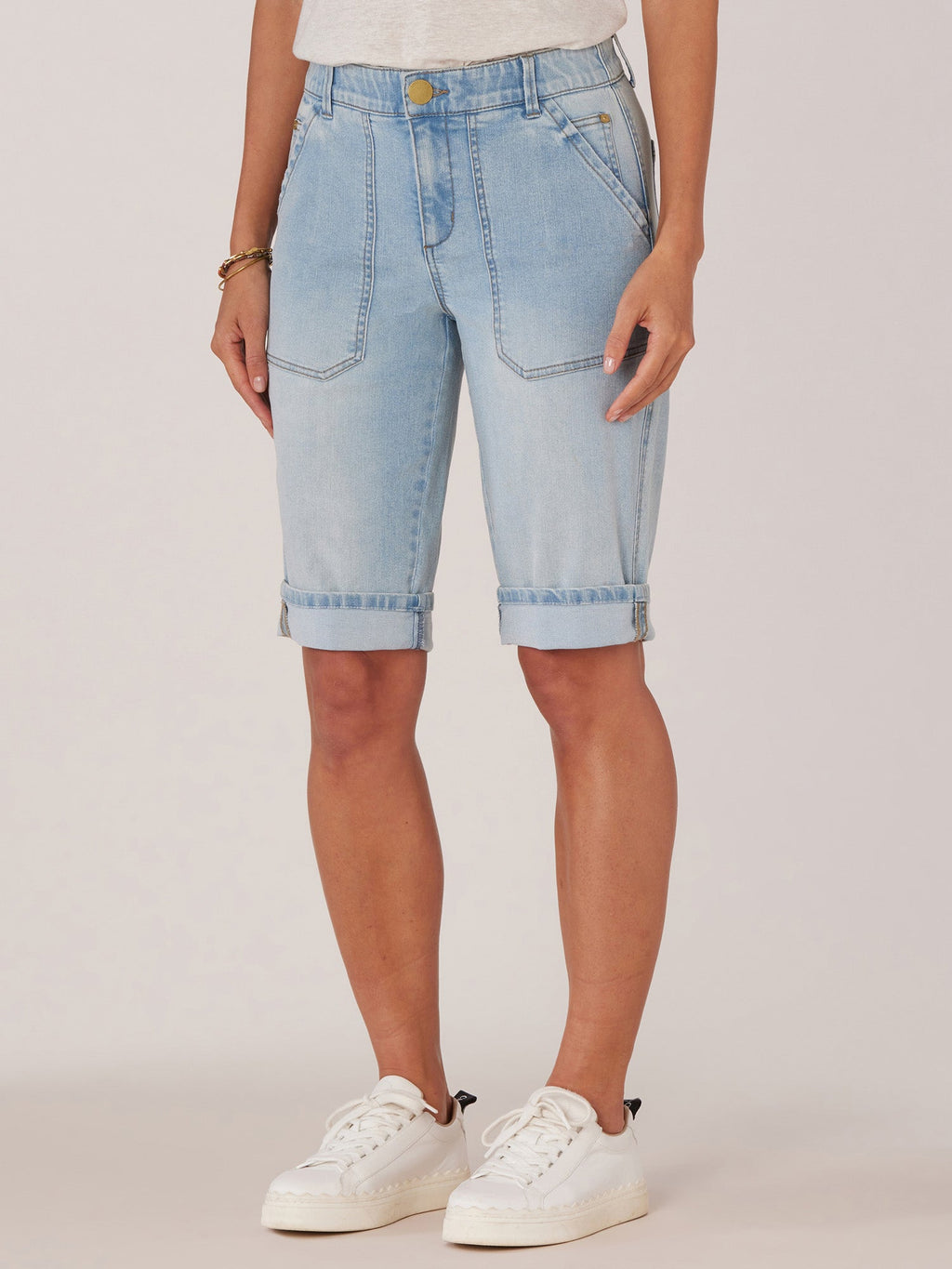 "Ab"solution Petite High Rise Repreve Bermuda Short with Cuffed Hem