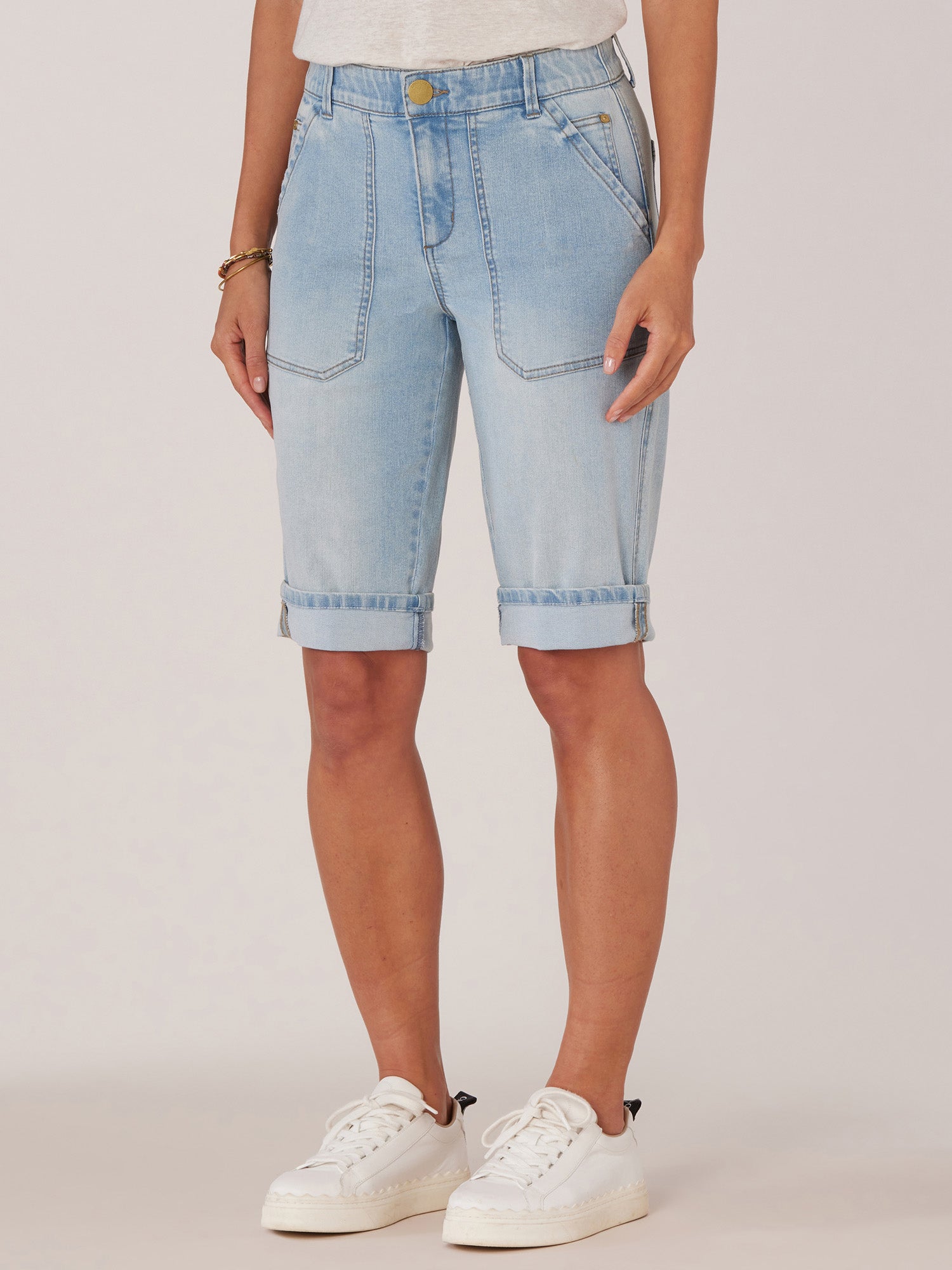 "Ab"solution Petite High Rise Repreve Bermuda Short with Cuffed Hem