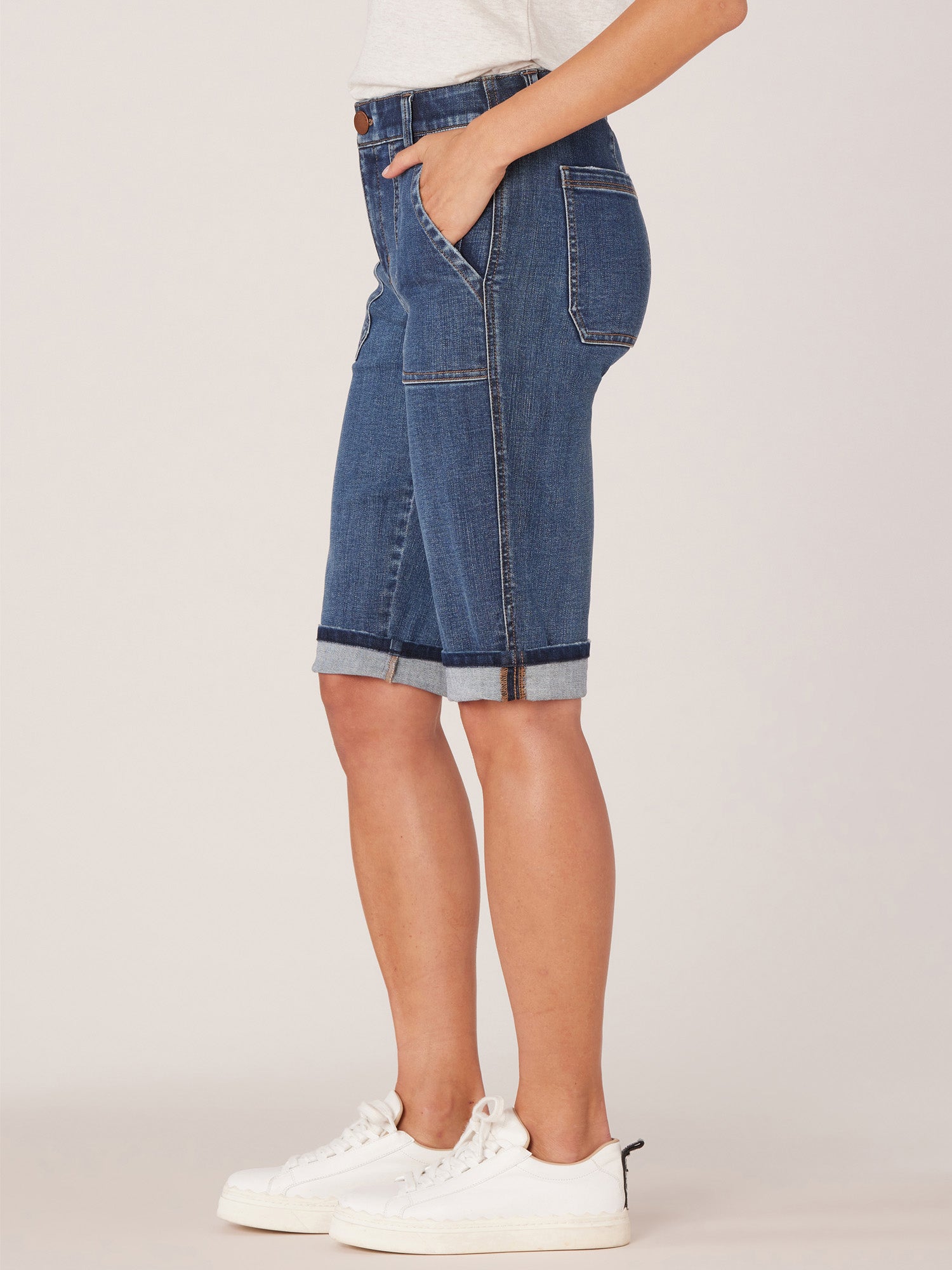 "Ab"solution Petite Cuffed Hem Repreve Bermuda Short with Coin Pockets