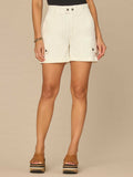 "Ab"solution Skyrise Striped Patch Pocket Utility Shorts with Seaming Detail