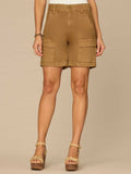 "Ab"solution Skyrise Double Button Cargo Shorts with Patch Pockets