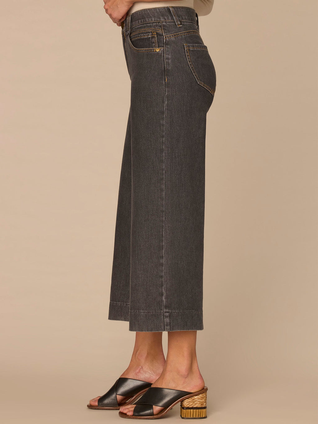 "Ab"solution® High Rise Cropped Wide Leg Jeans in Grey
