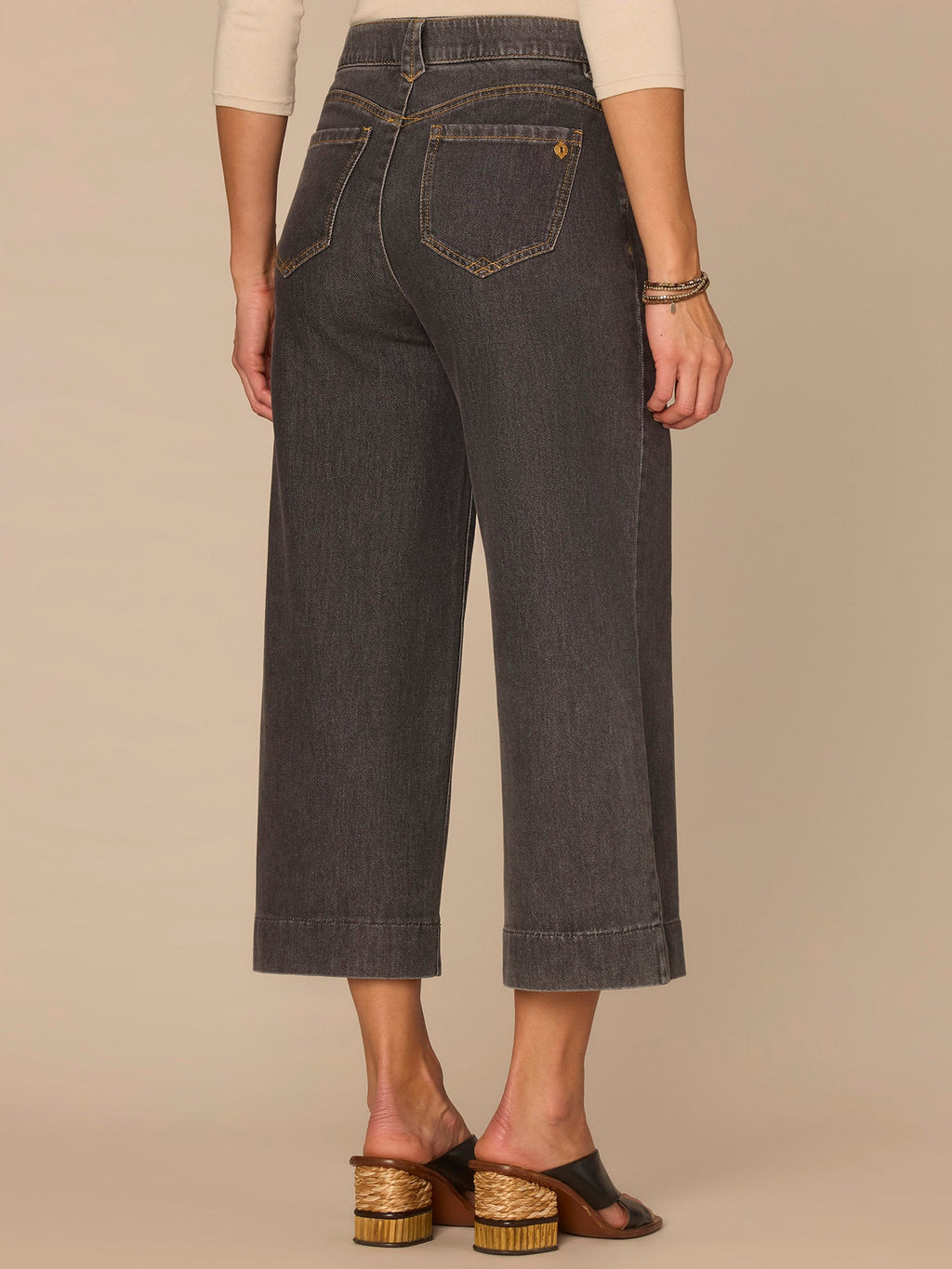 "Ab"solution® High Rise Cropped Wide Leg Jeans in Grey