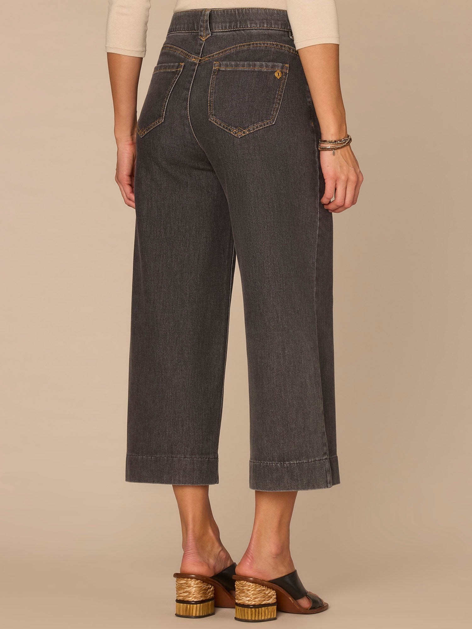 "Ab"solution® High Rise Cropped Wide Leg Jeans in Grey