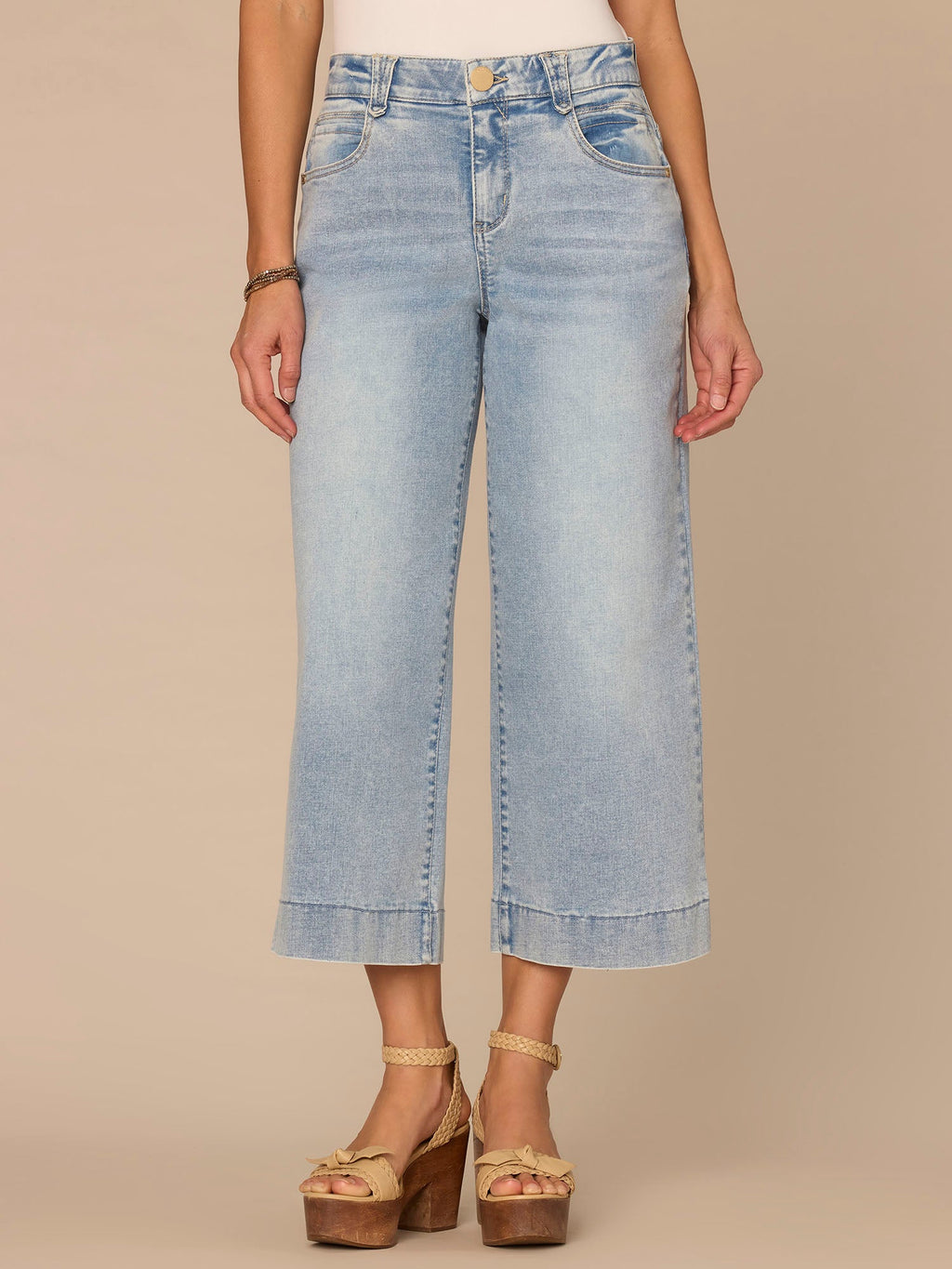 "Ab"solution® High Rise Light Blue Cropped Wide Leg Jeans