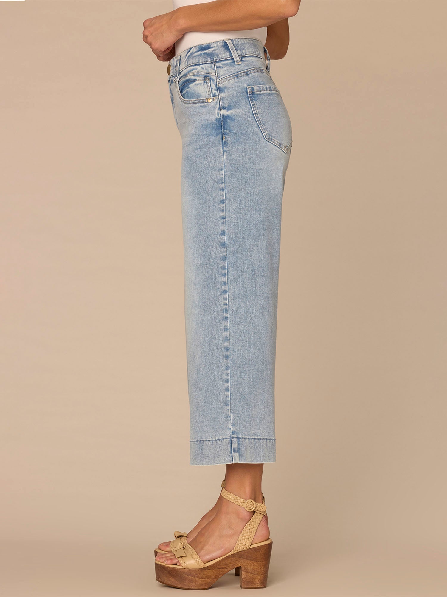 "Ab"solution® High Rise Light Blue Cropped Wide Leg Jeans
