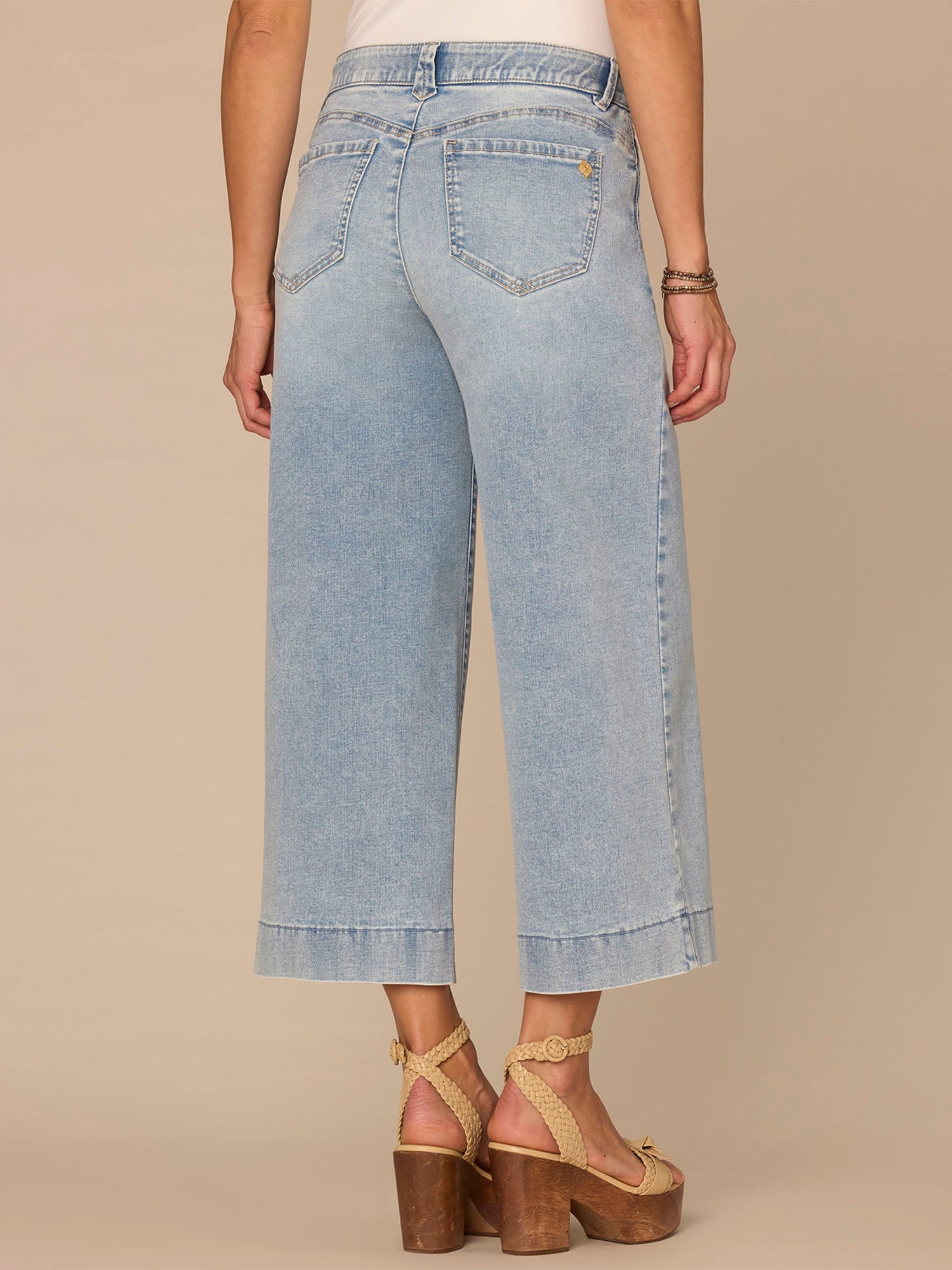 "Ab"solution® High Rise Light Blue Cropped Petite Wide Leg Jeans