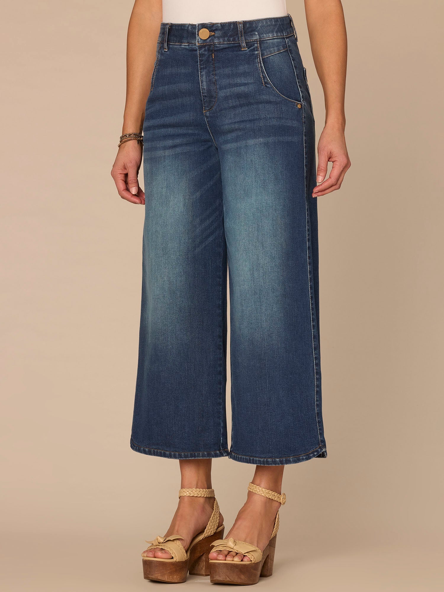 "Ab"solution® Skyrise Dart Seam Tulip Hem Crop Wide Leg Jeans