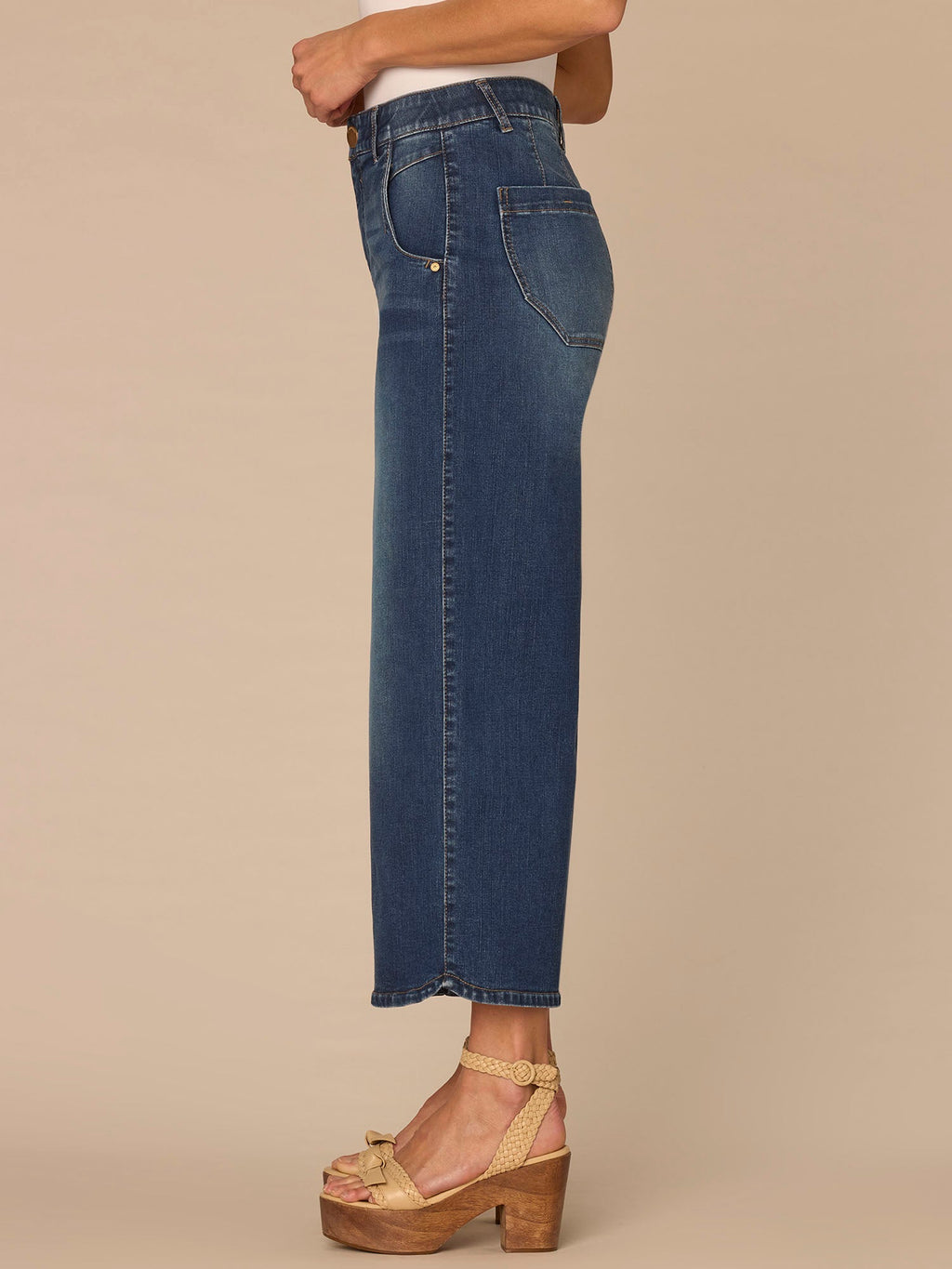 "Ab"solution® Skyrise Dart Seam Tulip Hem Crop Wide Leg Jeans