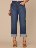 "Ab"solution® High Rise Round Up Yoke Boyfriend Jean with Cropped Cuff