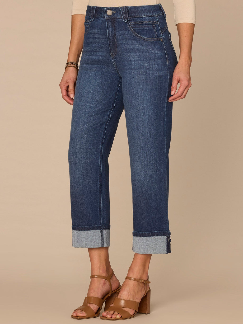 "Ab"solution® High Rise Round Up Yoke Boyfriend Jean with Cropped Cuff