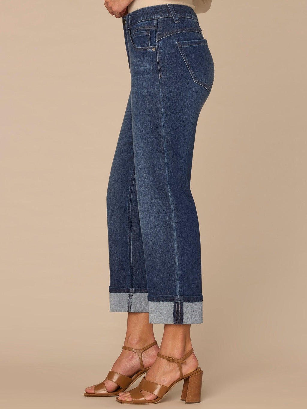 "Ab"solution® High Rise Round Up Petite Boyfriend Jeans with Crop Cuff