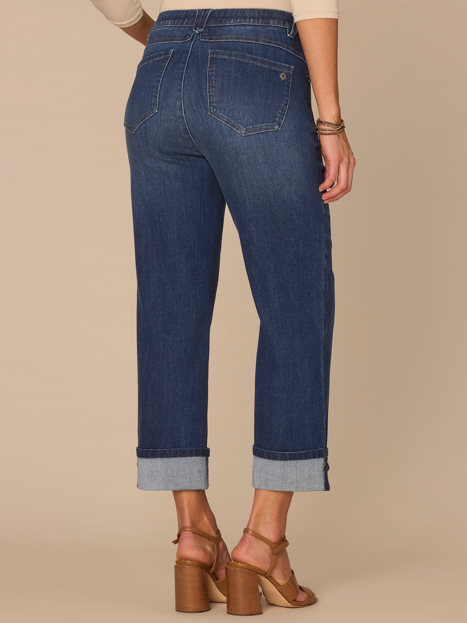 "Ab"solution® High Rise Round Up Petite Boyfriend Jeans with Crop Cuff