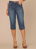 "Ab"solution® Mid-Rise 3D Embroidered Bow Pocket Petite Skimmer Jeans