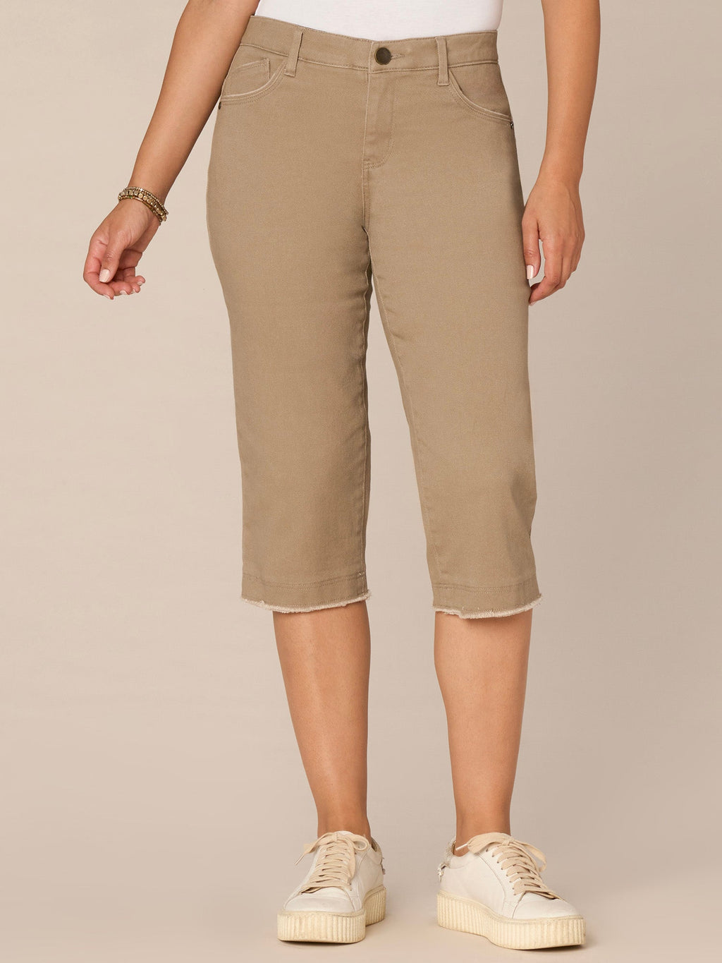 "Ab"solution Mid-Rise Fray Hem Skimmer Pant