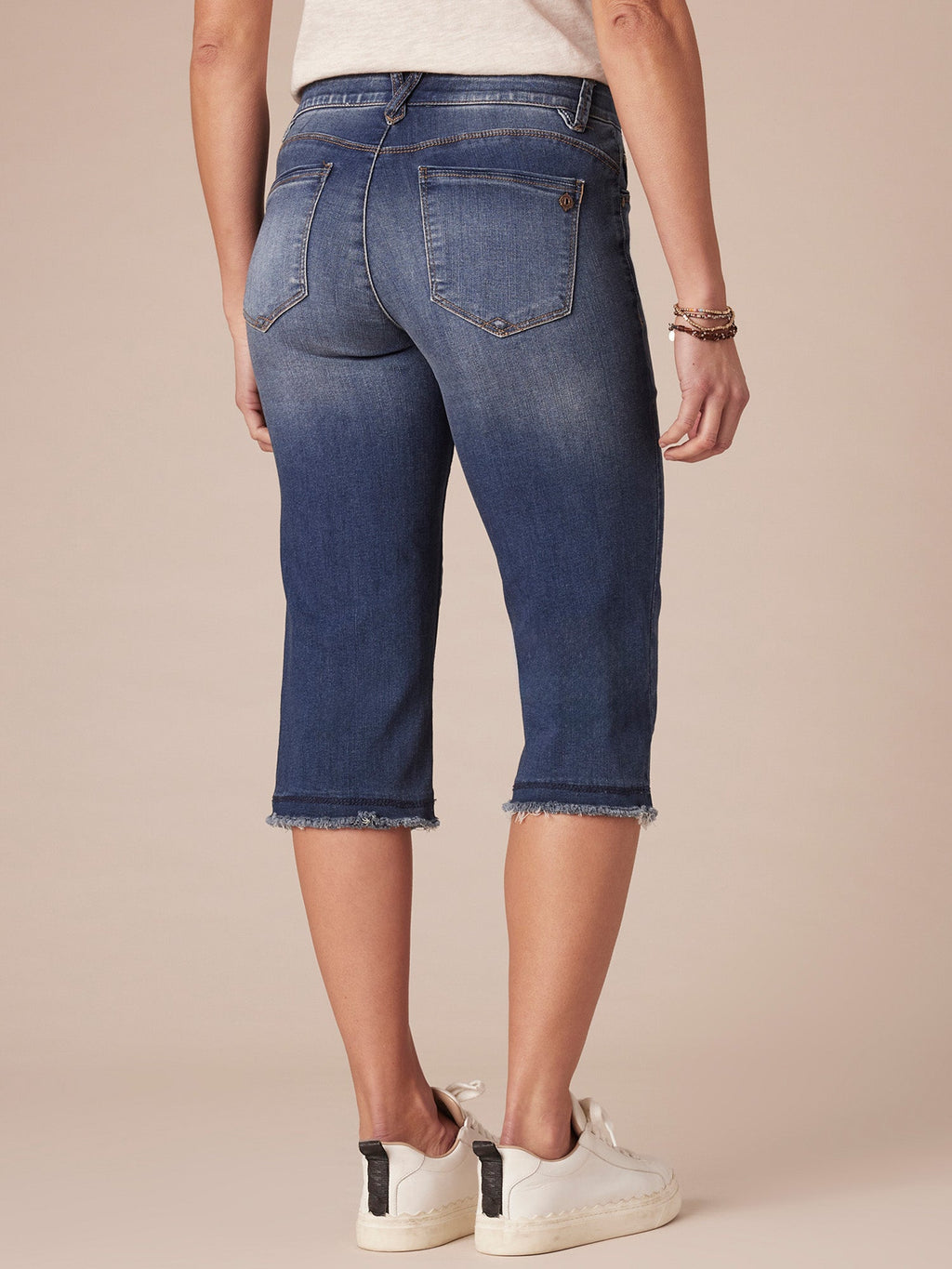 "Ab"solution® Blue Denim Fray Hem Capri Skimmer