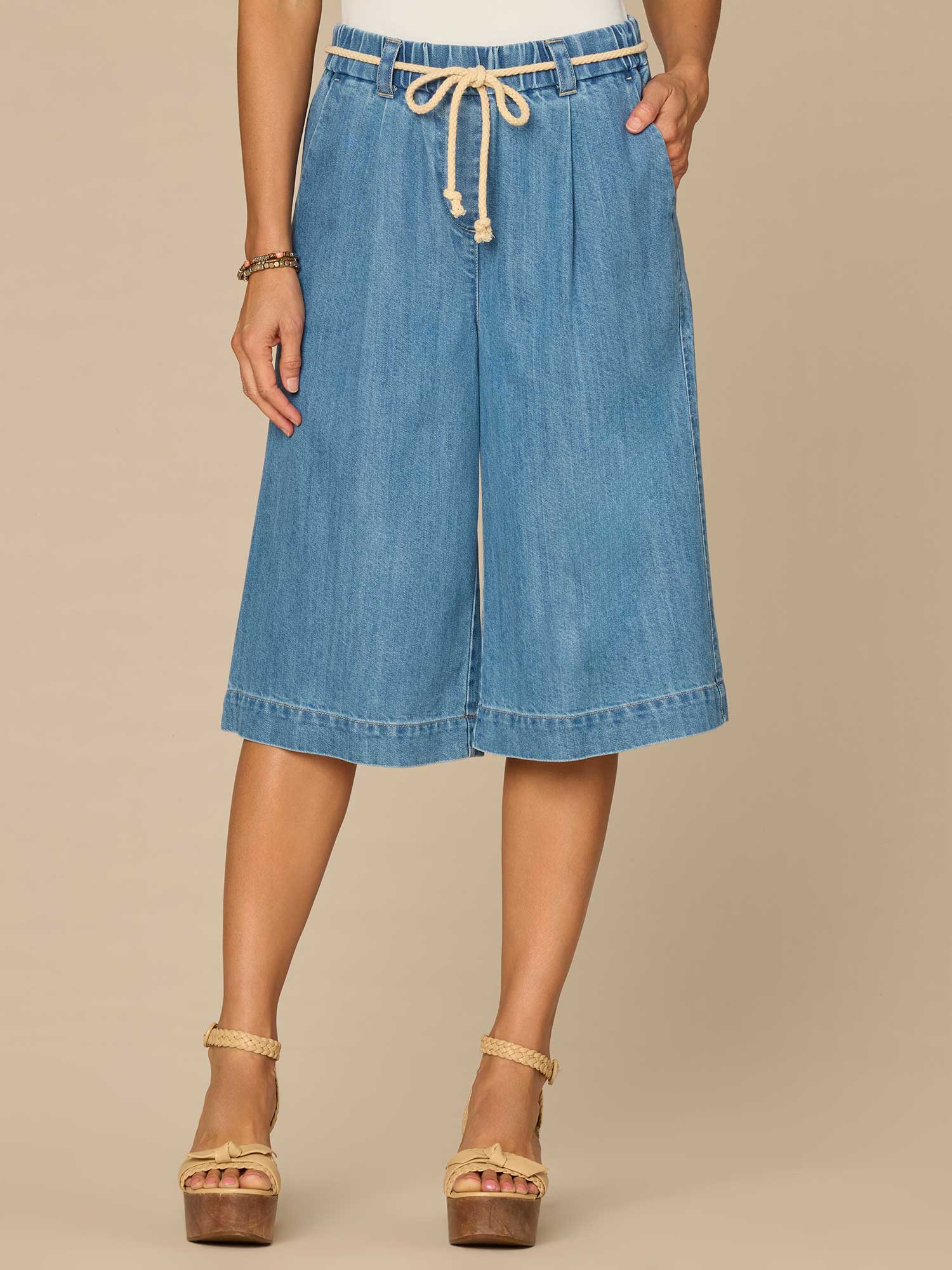 "Ab"leisure Skyrise Petite Relaxed Bermuda Shorts with Rope Tie Belt