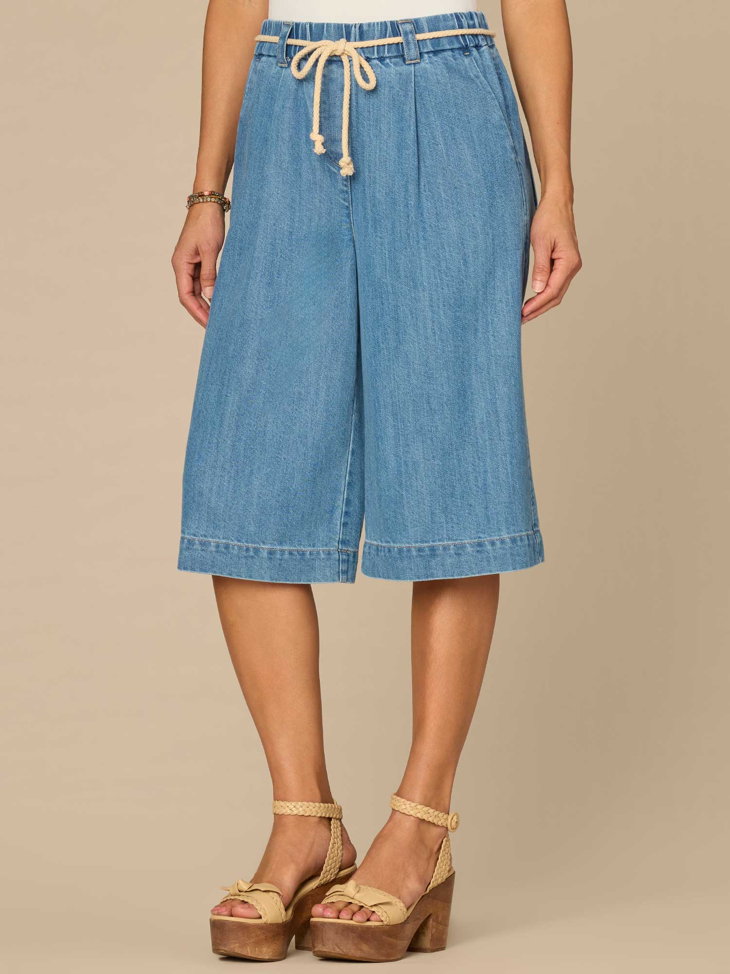 "Ab"leisure Skyrise Petite Relaxed Bermuda Shorts with Rope Tie Belt