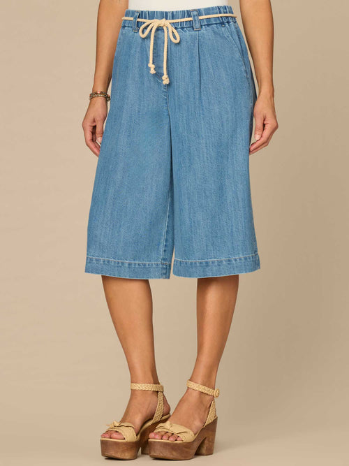 "Ab"leisure Skyrise Petite Relaxed Bermuda Shorts with Rope Tie Belt