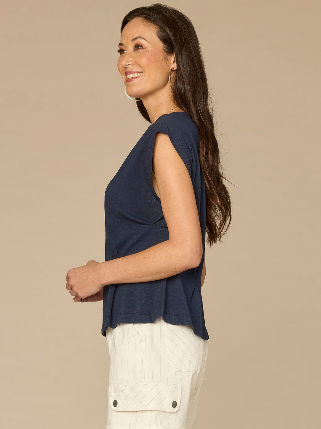 Extended Sleeve Scoop Neck Embroidered Peplum Hem Petite Knit Top