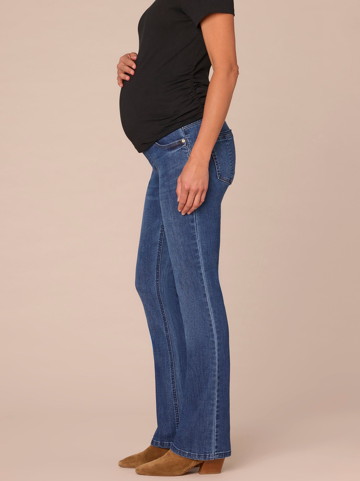 "Ab"solution Mid Blue Maternity Itty Bitty Boot Baby Bump Jeans