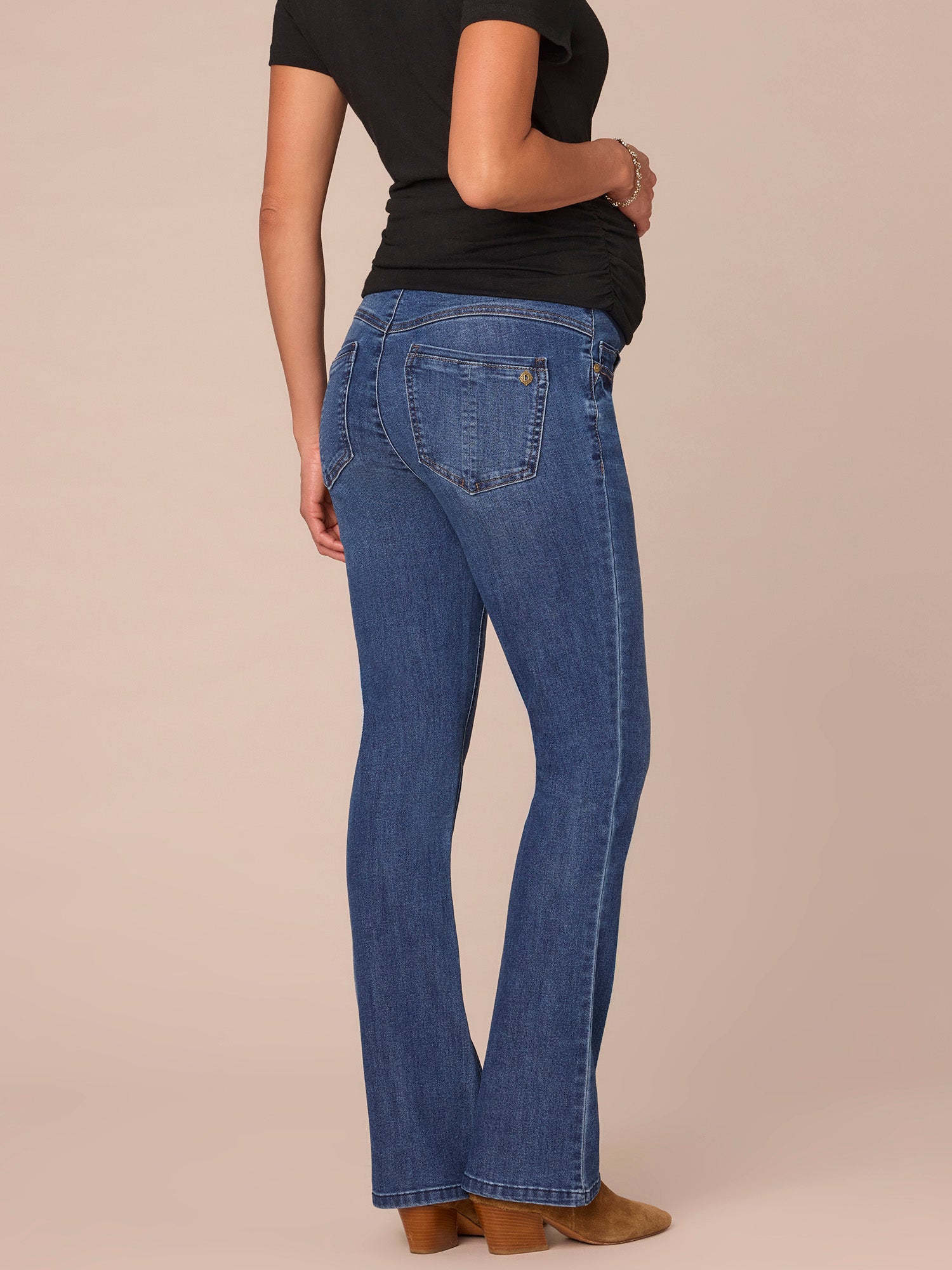 "Ab"solution Mid Blue Maternity Itty Bitty Boot Baby Bump Jeans