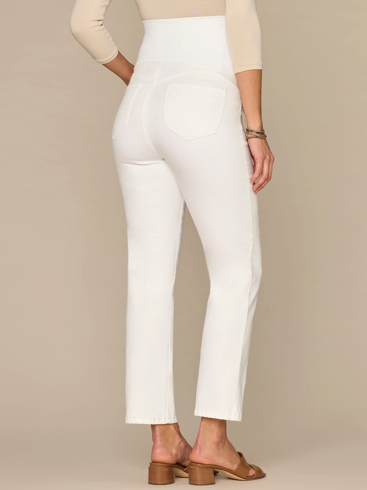 CradleComfort Baby Bump Optic White Maternity Straight Leg Jeans