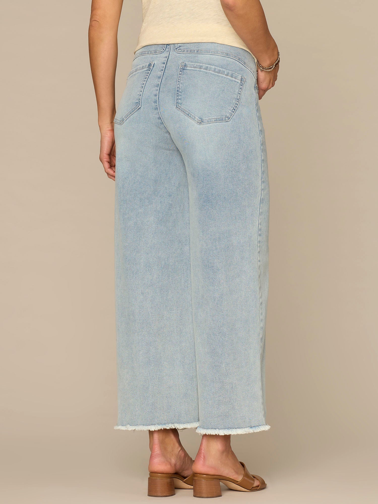 CradleComfort Baby Bump Round Up Fray Hem Maternity Wide Leg Jeans