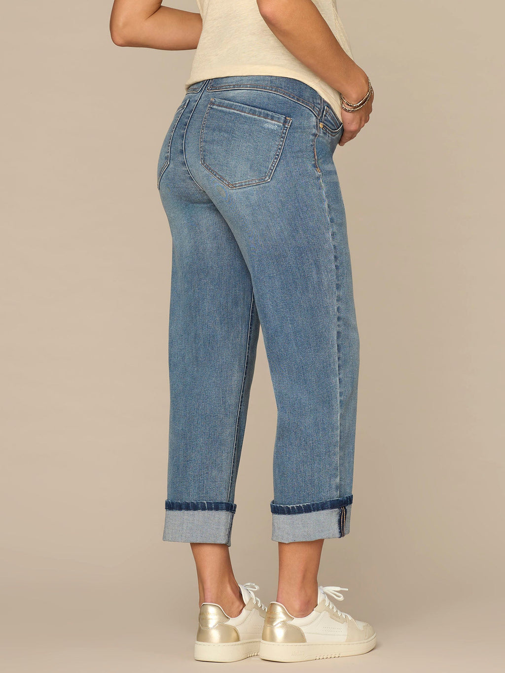 CradleComfort Baby Bump Maternity Round Up Cropped Boyfriend Jeans