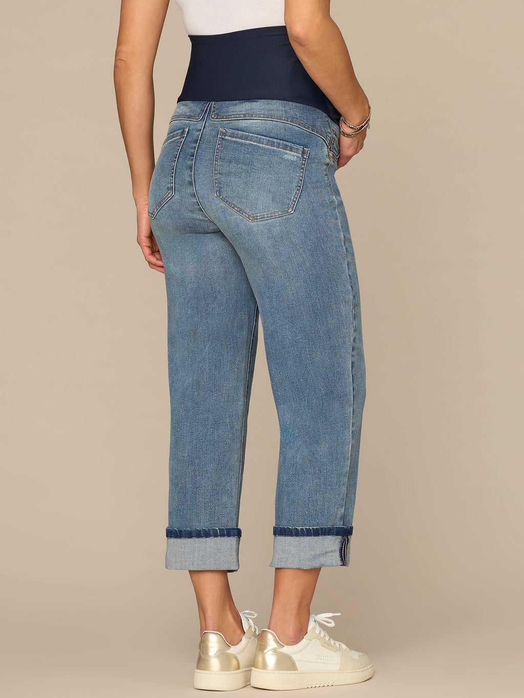 CradleComfort Baby Bump Maternity Round Up Cropped Boyfriend Jeans