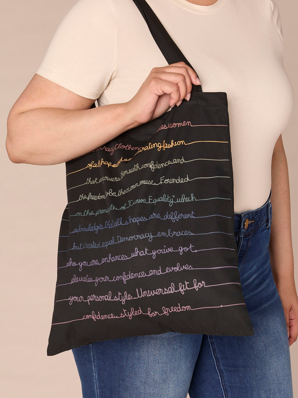 Democracy Script Drawstring Tote Bag