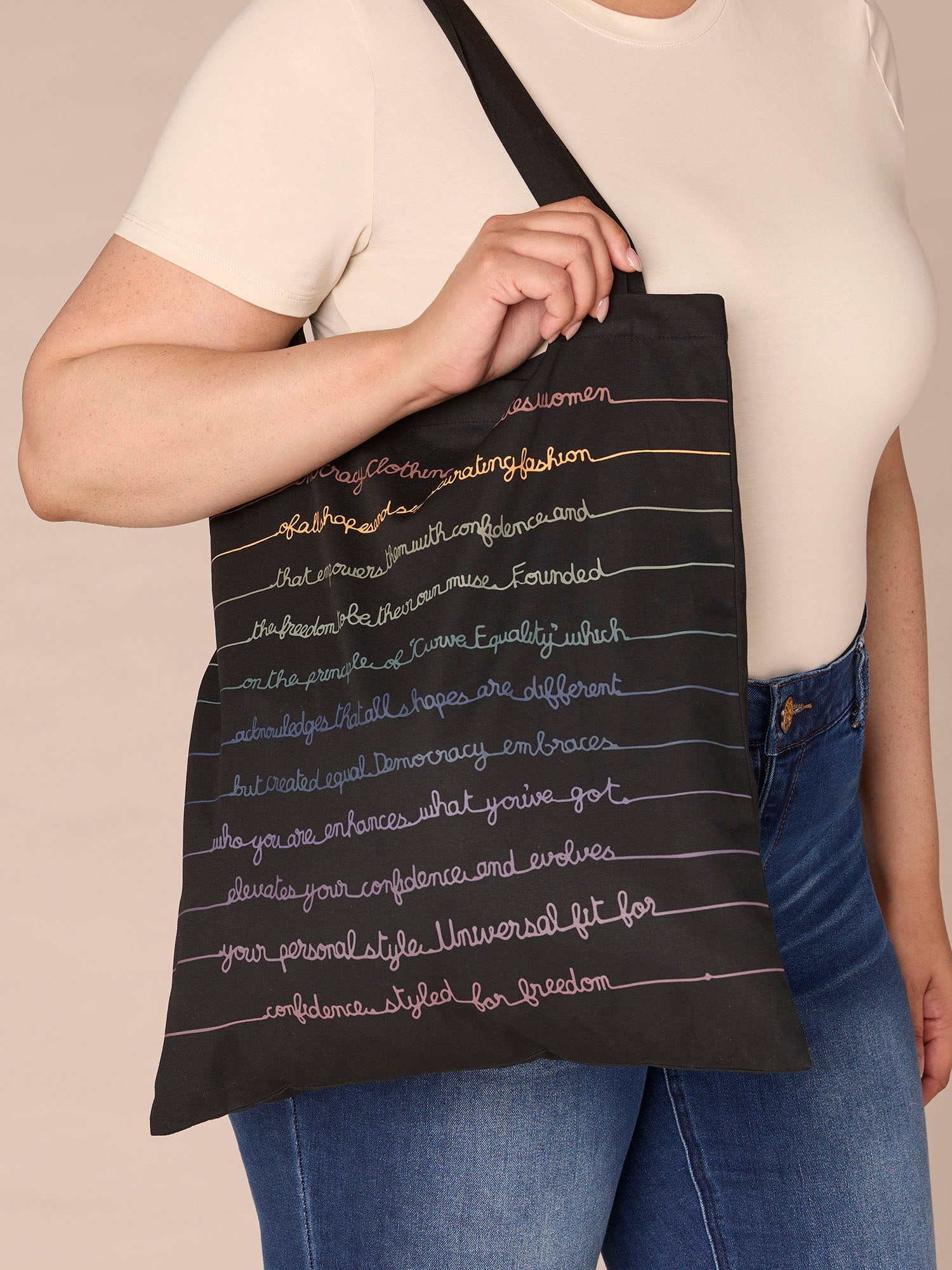 Democracy Script Drawstring Tote Bag