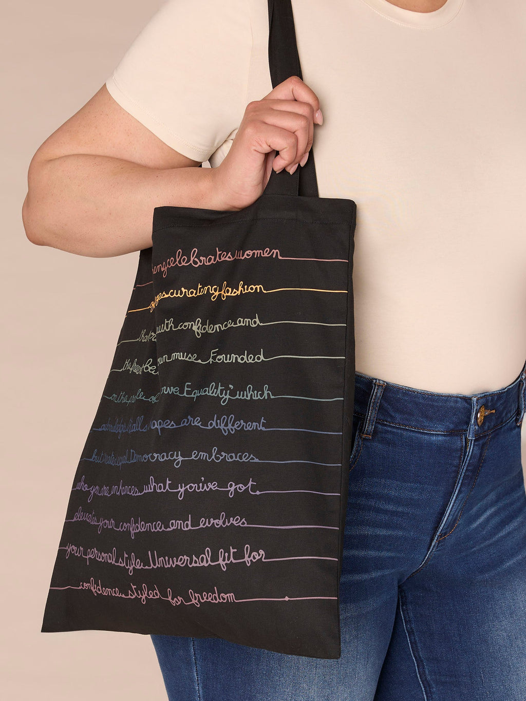 Democracy Script Drawstring Tote Bag
