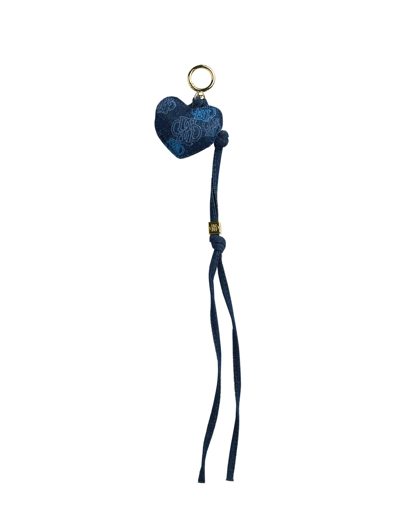 Indigo Democracy Clothing Embroidered Heart Bag Charm with Tassel