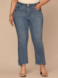 "Ab"solution® Skyrise Clean Finish Step Hem Barely Boot Plus Size Jean