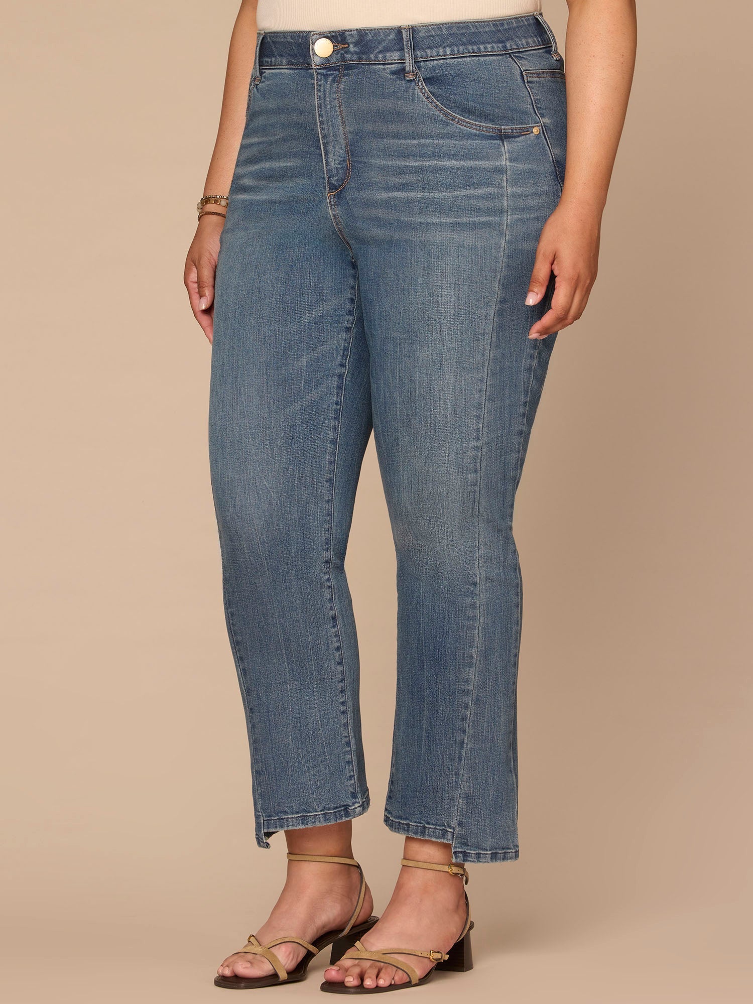 "Ab"solution® Skyrise Clean Finish Step Hem Barely Boot Plus Size Jean