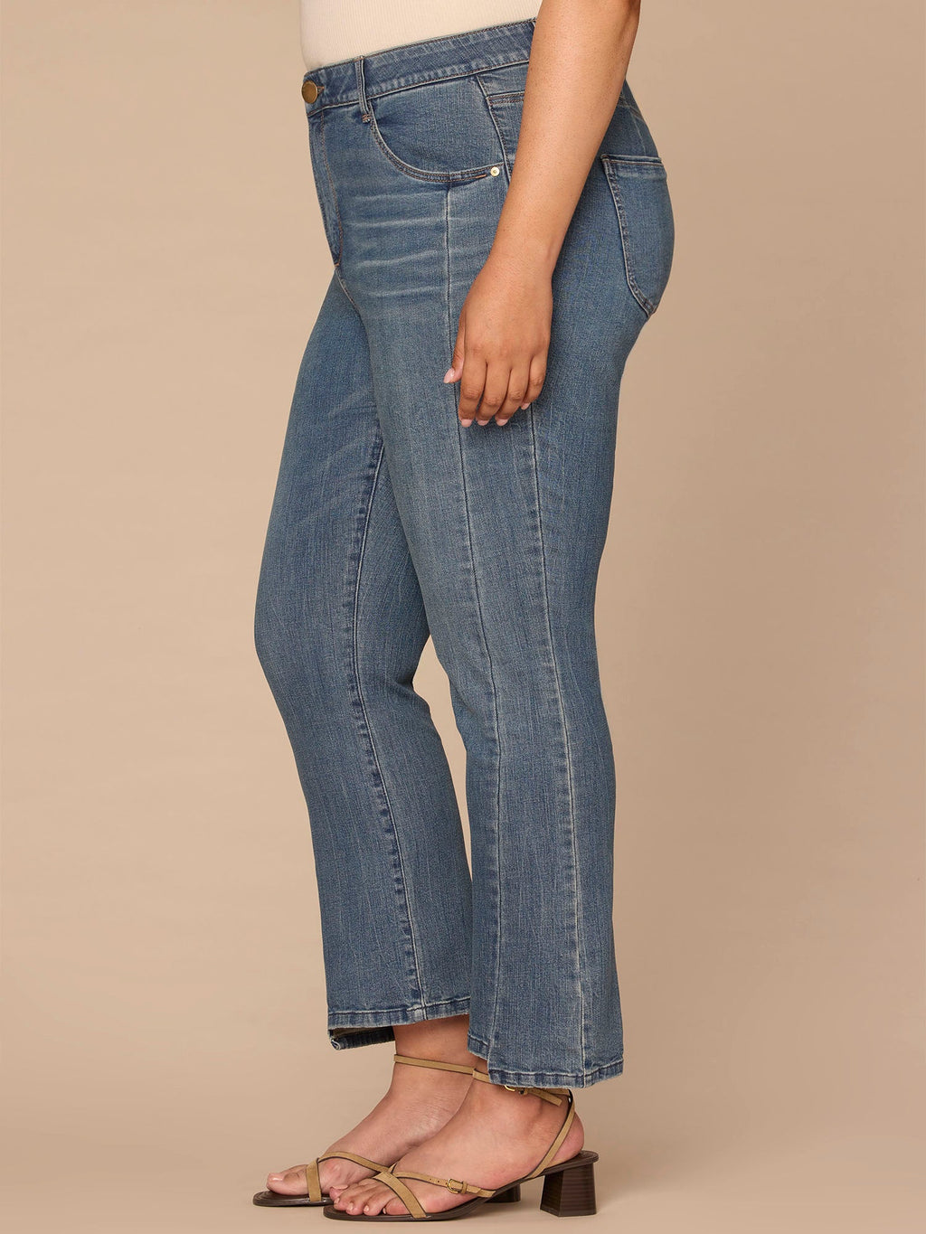 "Ab"solution® Skyrise Clean Finish Step Hem Barely Boot Plus Size Jean