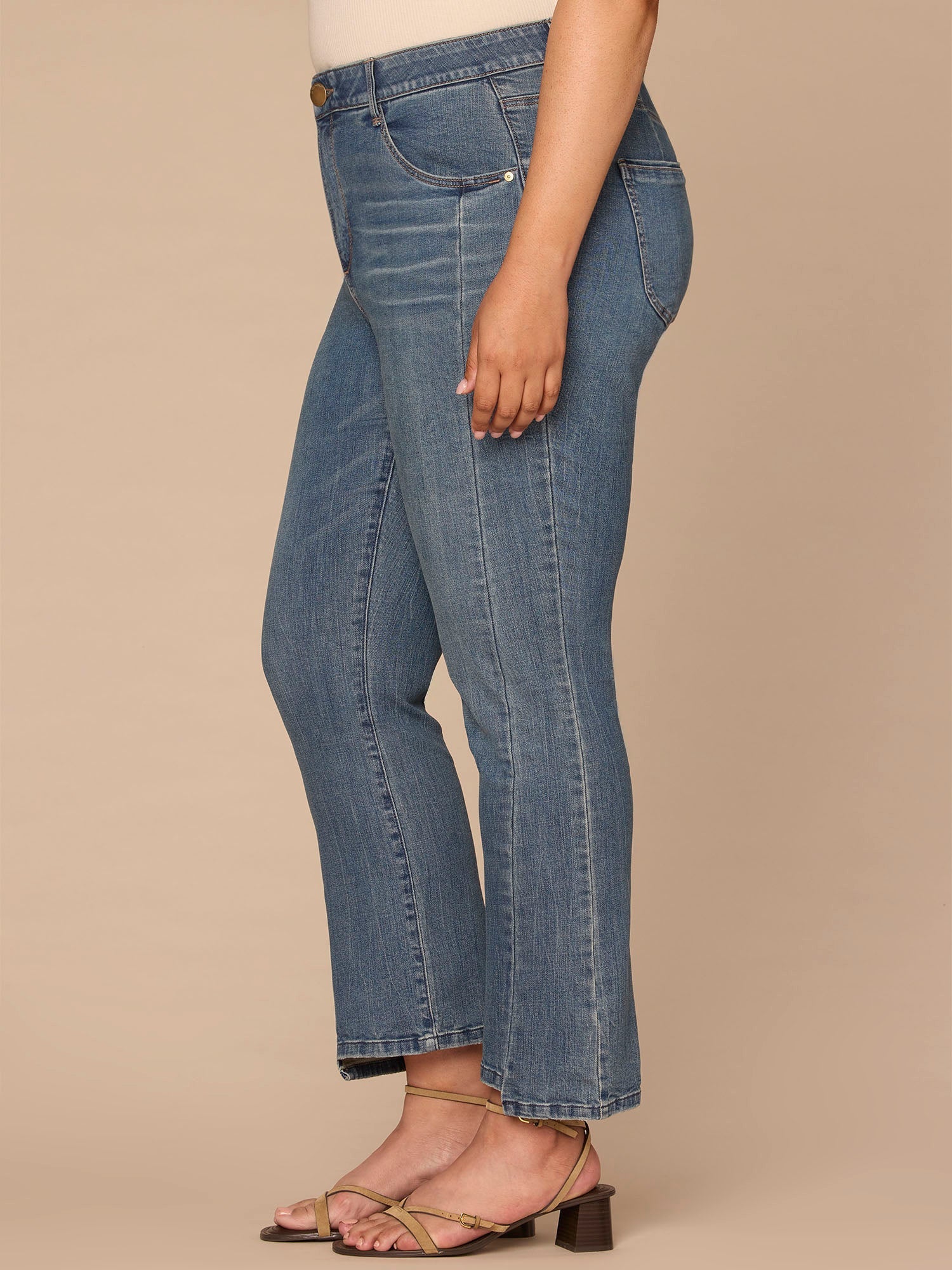 "Ab"solution® Skyrise Clean Finish Step Hem Barely Boot Plus Size Jean