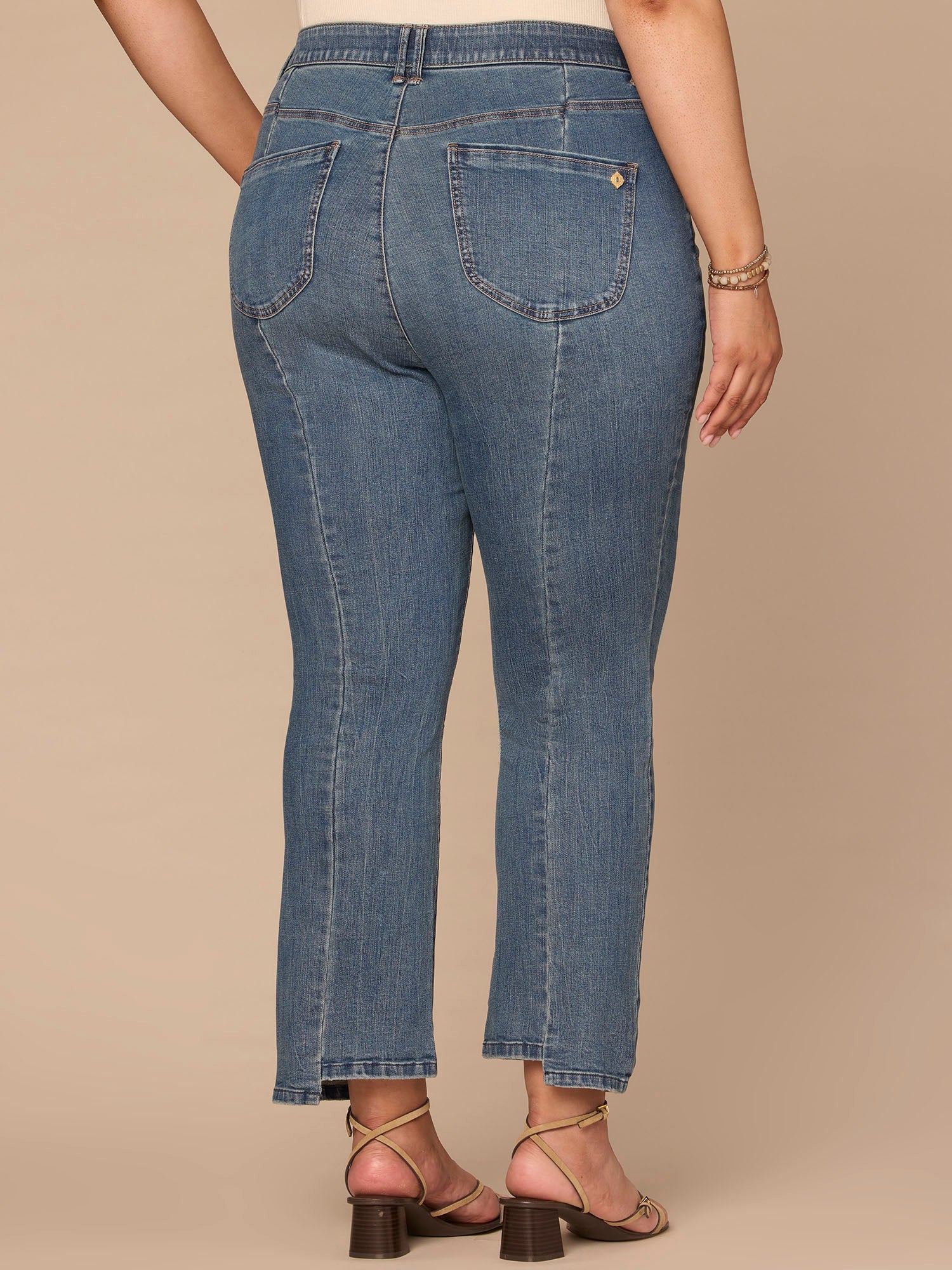 "Ab"solution® Skyrise Clean Finish Step Hem Barely Boot Plus Size Jean