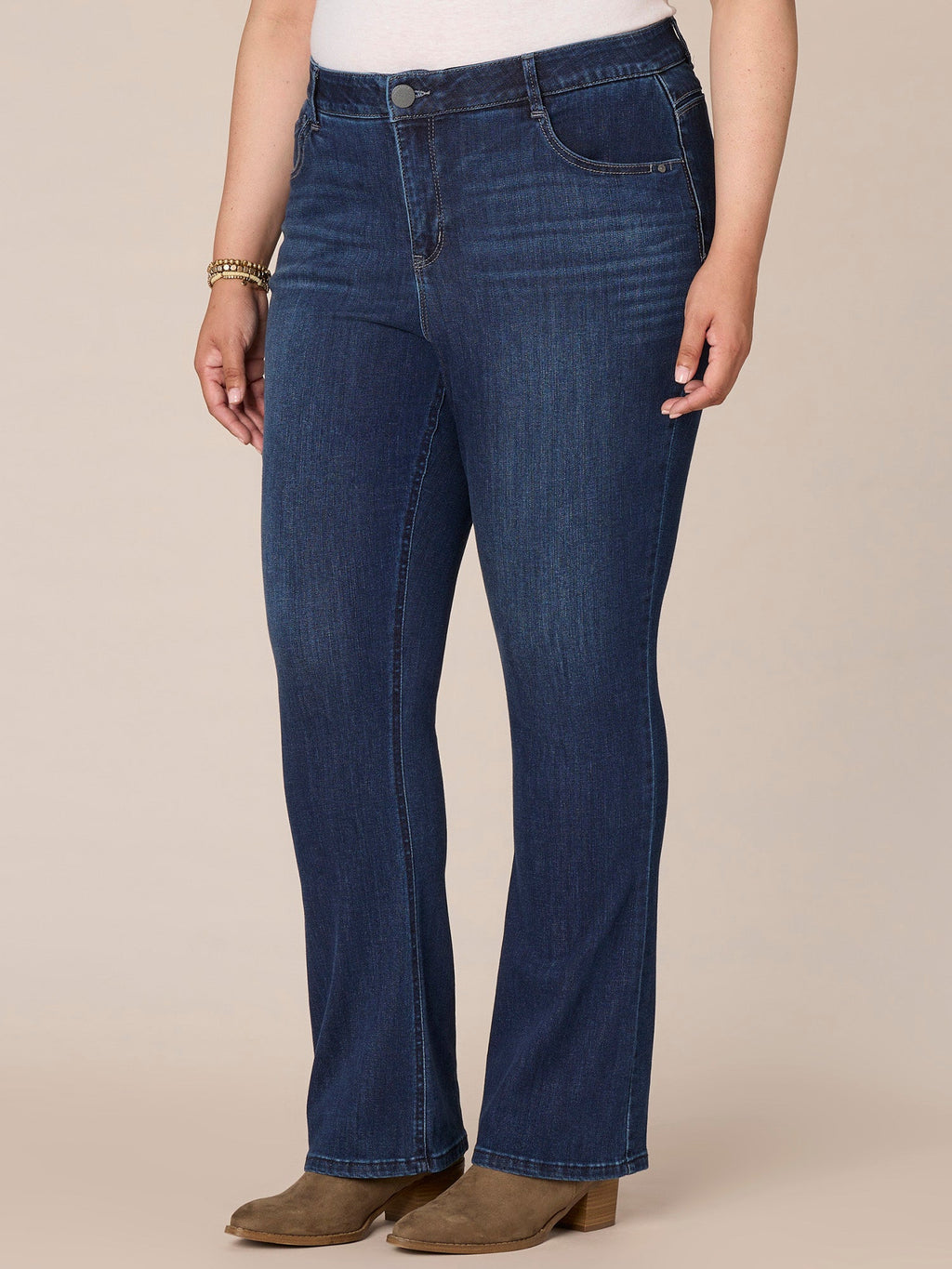 "Ab"solution High Rise Cascading "D" Itty Bitty Boot Plus Size Jeans