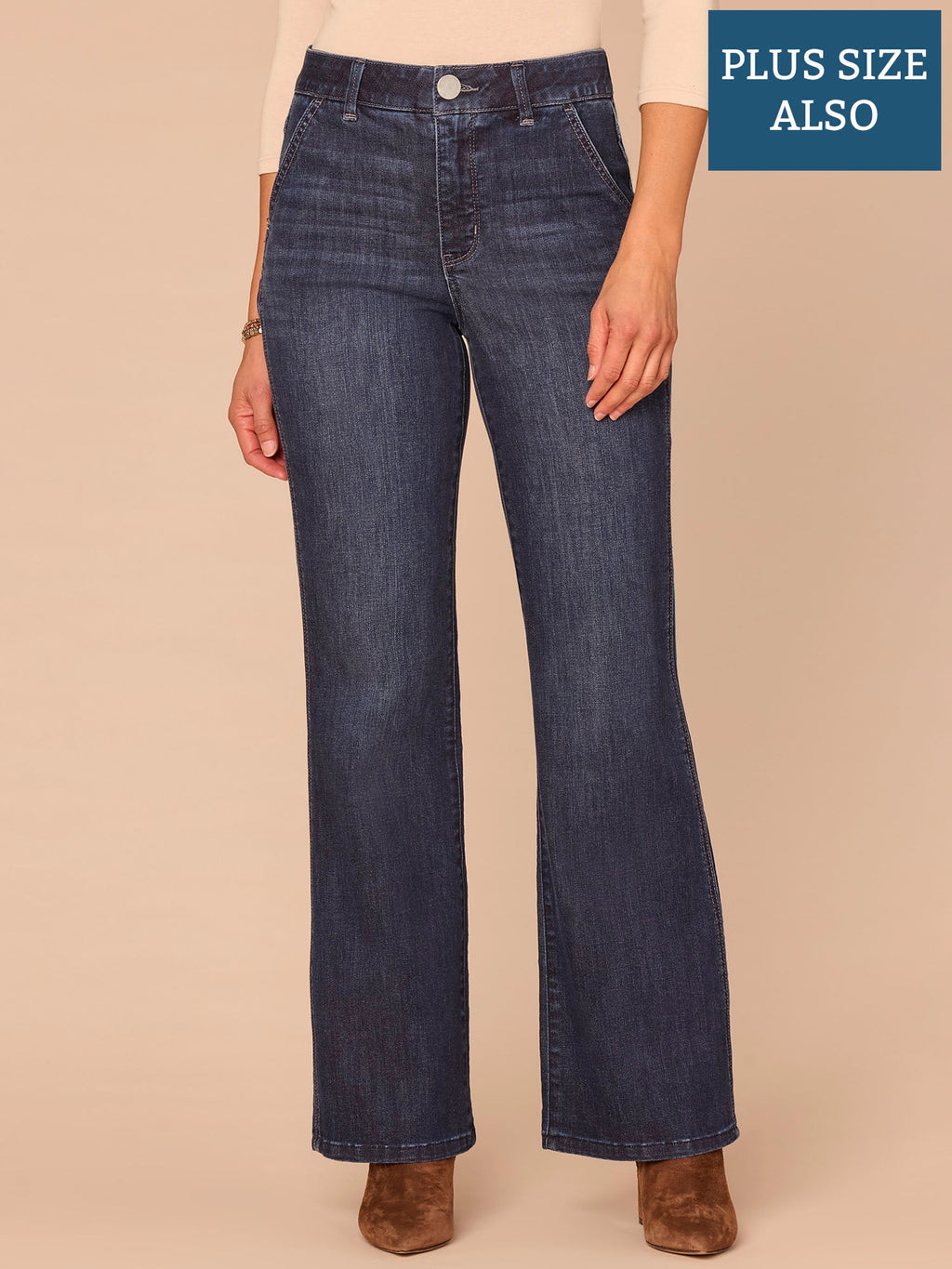 "Ab"solution® Skyrise Double Side Seam Plus Size Trouser Bootcut Jeans