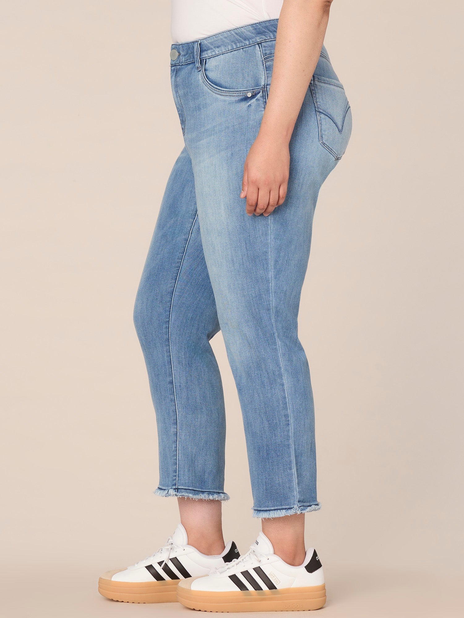 "Ab"solution Plus Size Cascading "D" Back Pocket Slim Straight Jean