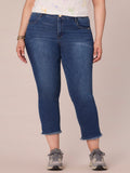 "Ab"solution Plus Size Cascading "D" Embroidery Slim Straight Jean
