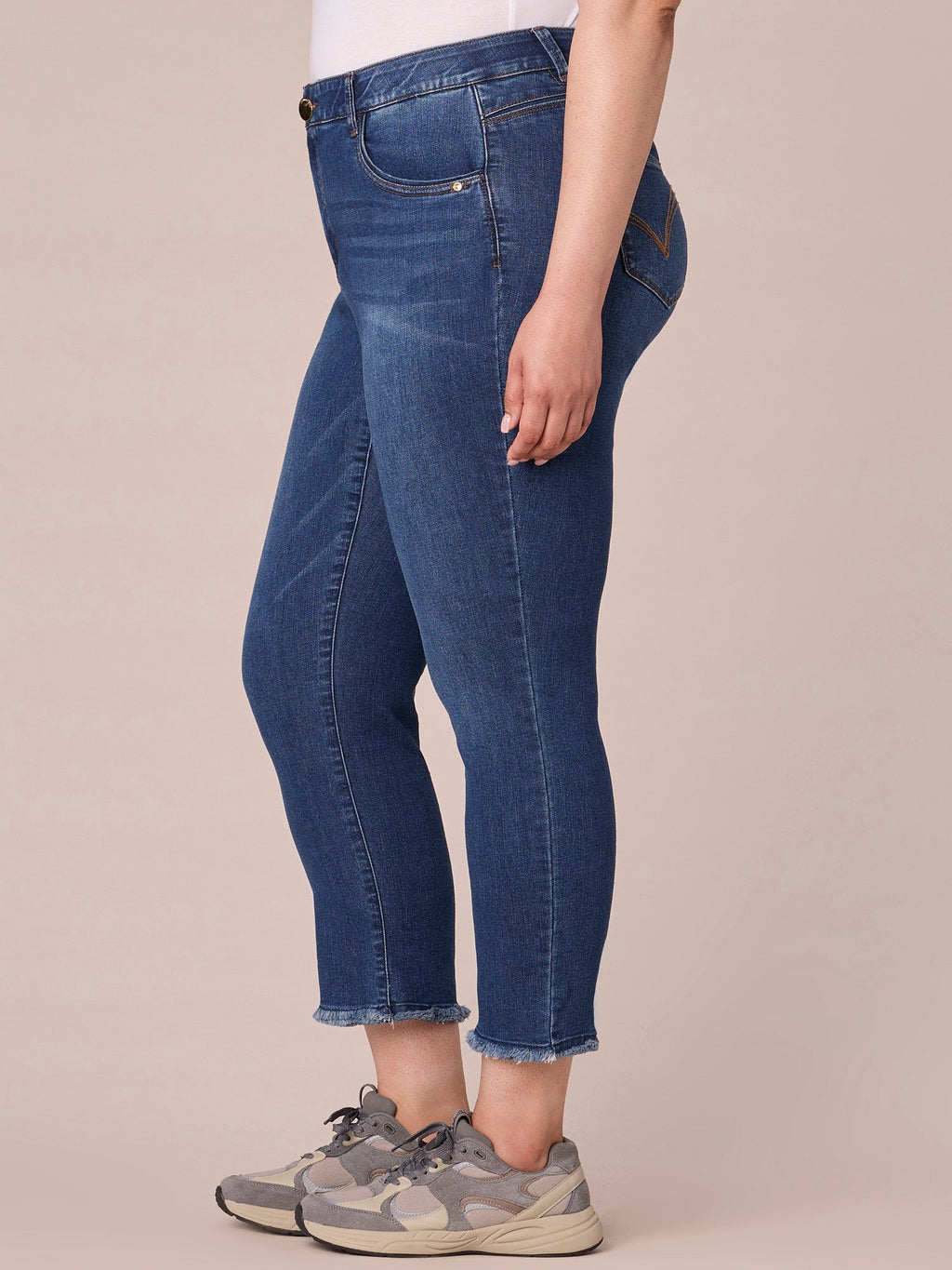 "Ab"solution Plus Size Cascading "D" Embroidery Slim Straight Jean