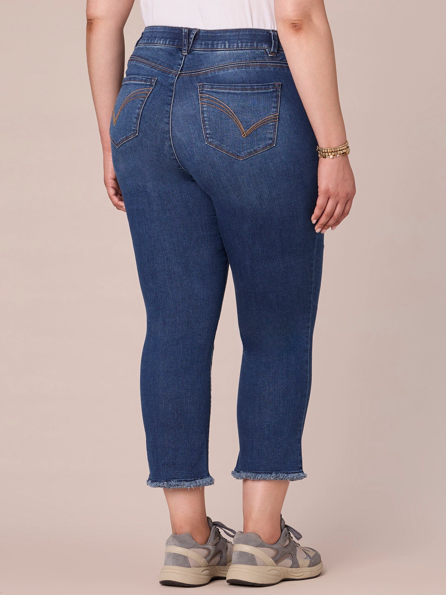 "Ab"solution Plus Size Cascading "D" Embroidery Slim Straight Jean