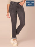 "Ab"solution® Mid-Rise Plus Size Girlfriend Jeans with Roll Cuff