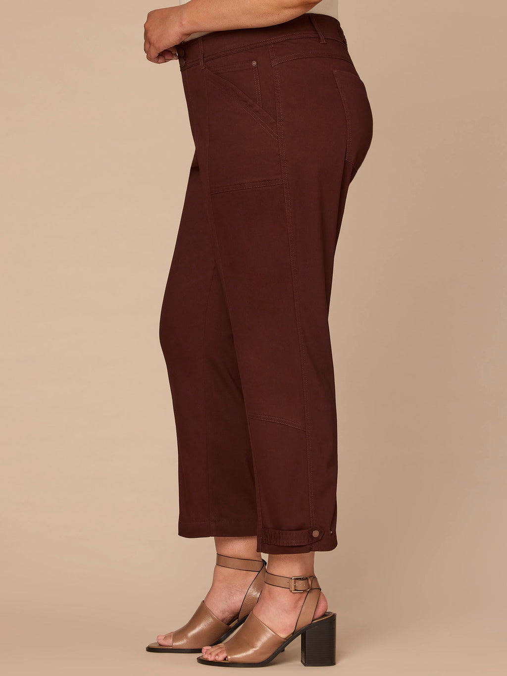 "Ab"solution High Rise Tapered Utility Plus Size Pants with Snap Hem