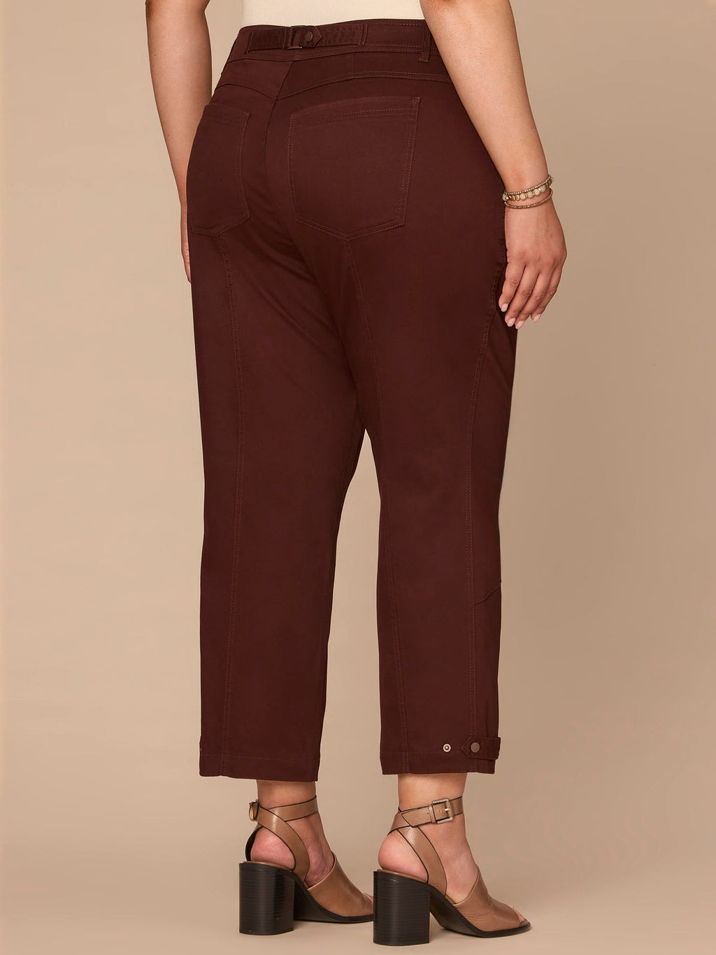 "Ab"solution High Rise Tapered Utility Plus Size Pants with Snap Hem