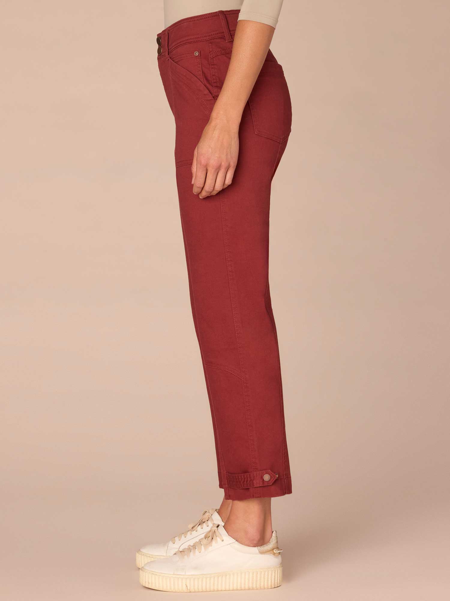 "Ab"solution High Rise Tapered Utility Plus Size Pants with Snap Hem