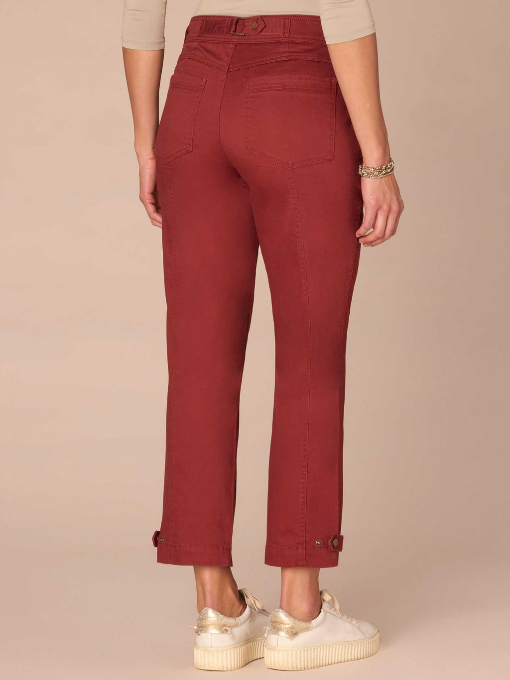 "Ab"solution High Rise Tapered Utility Plus Size Pants with Snap Hem